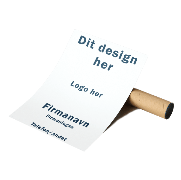 Trykt plakat i stort format på kraftigt papir hængt op som opslag