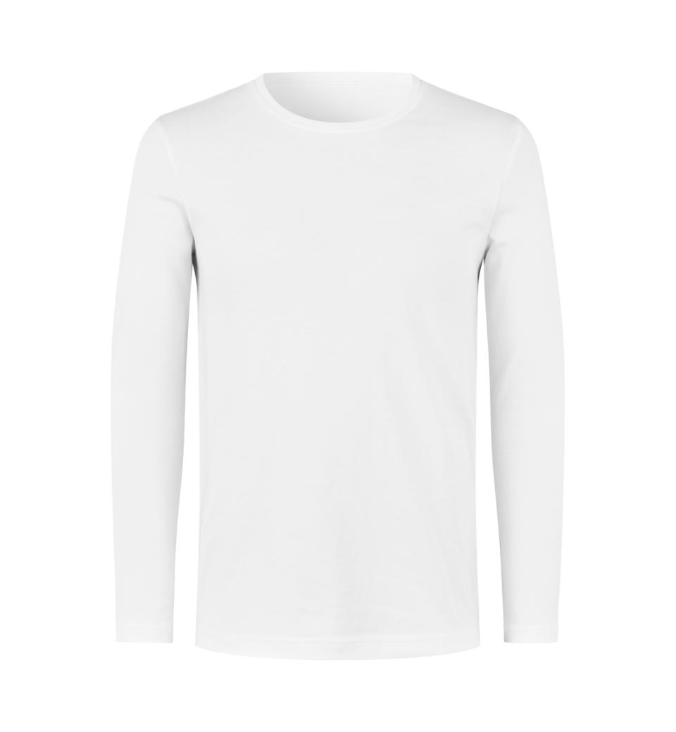 Interlock T-shirt økologisk l/æ med tryk i farven Hvid